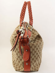 Canvas GG Pattern Tote Bag Beige/Salmon Pink