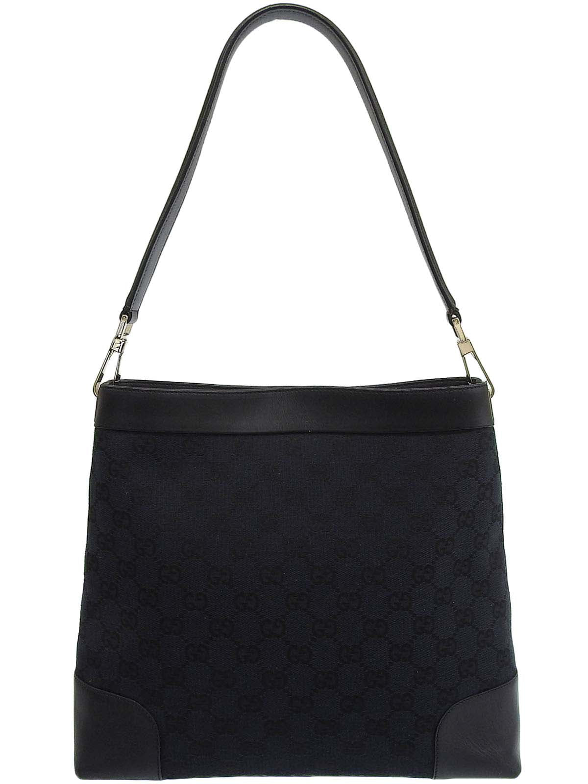 Canvas GG Pattern One-Shoulder Bag in Black