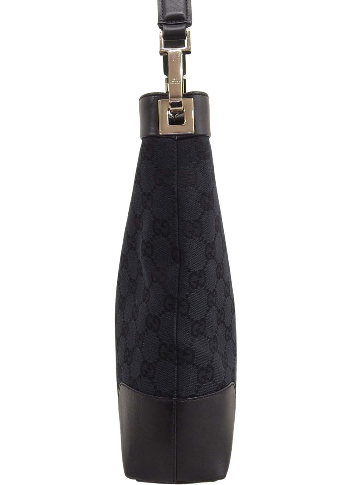 Canvas GG Pattern One-Shoulder Bag in Black