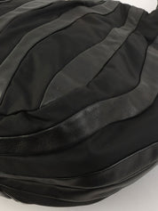 ナイロンレザーコンビロゴプレートワンショルダーバッグ ブラック