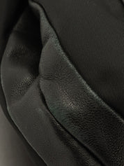 ナイロンレザーコンビロゴプレートワンショルダーバッグ ブラック