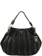 ナイロンレザーコンビロゴプレートワンショルダーバッグ ブラック