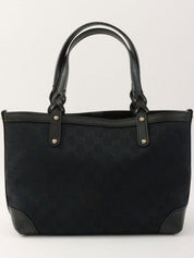 Canvas GG Pattern Tote Bag in Black