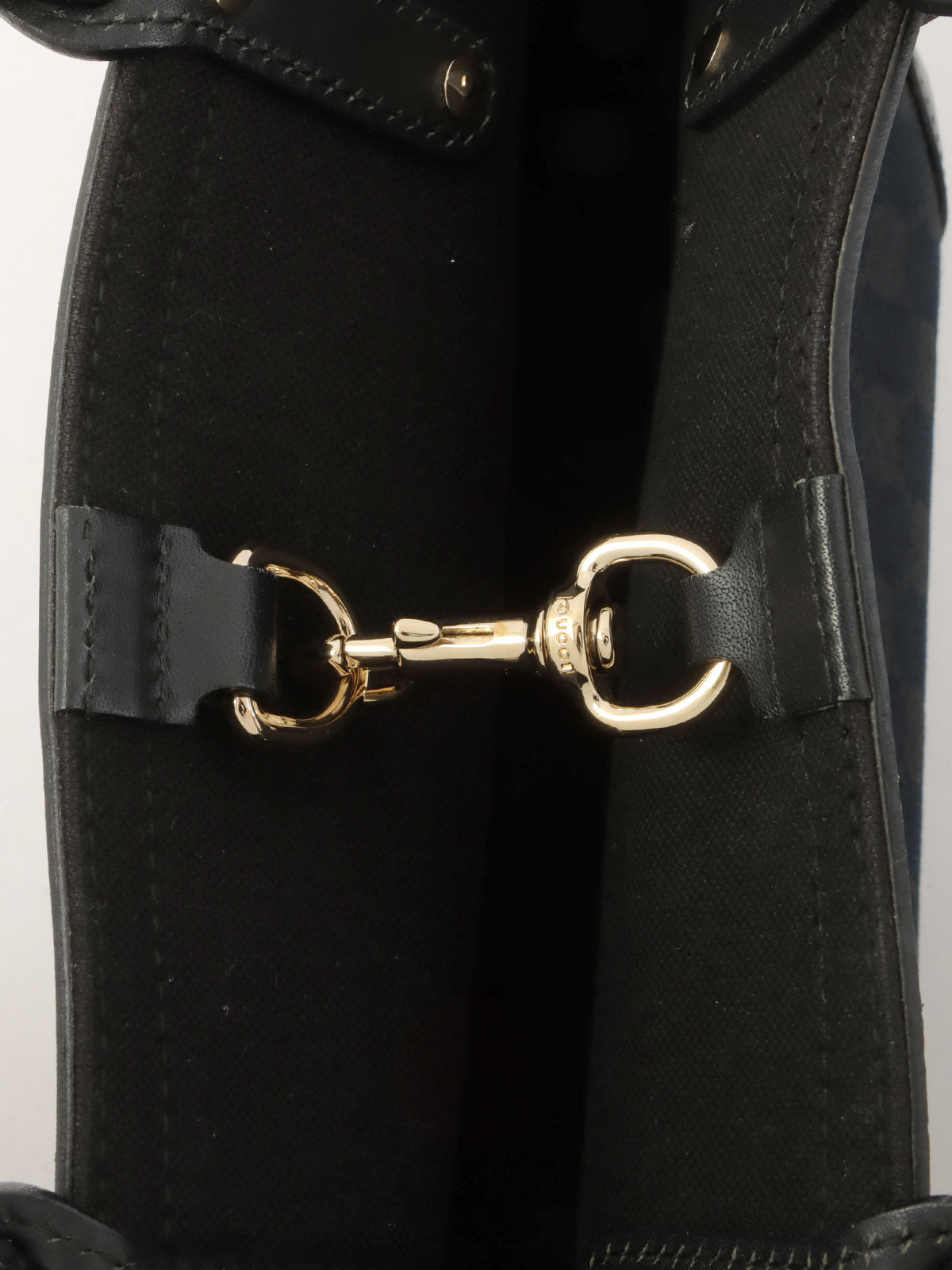 Canvas GG Pattern Tote Bag in Black