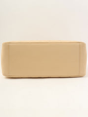 2011年頃製 キャビアスキンCCマークステッチチェーントートバッグ ライトベージュ