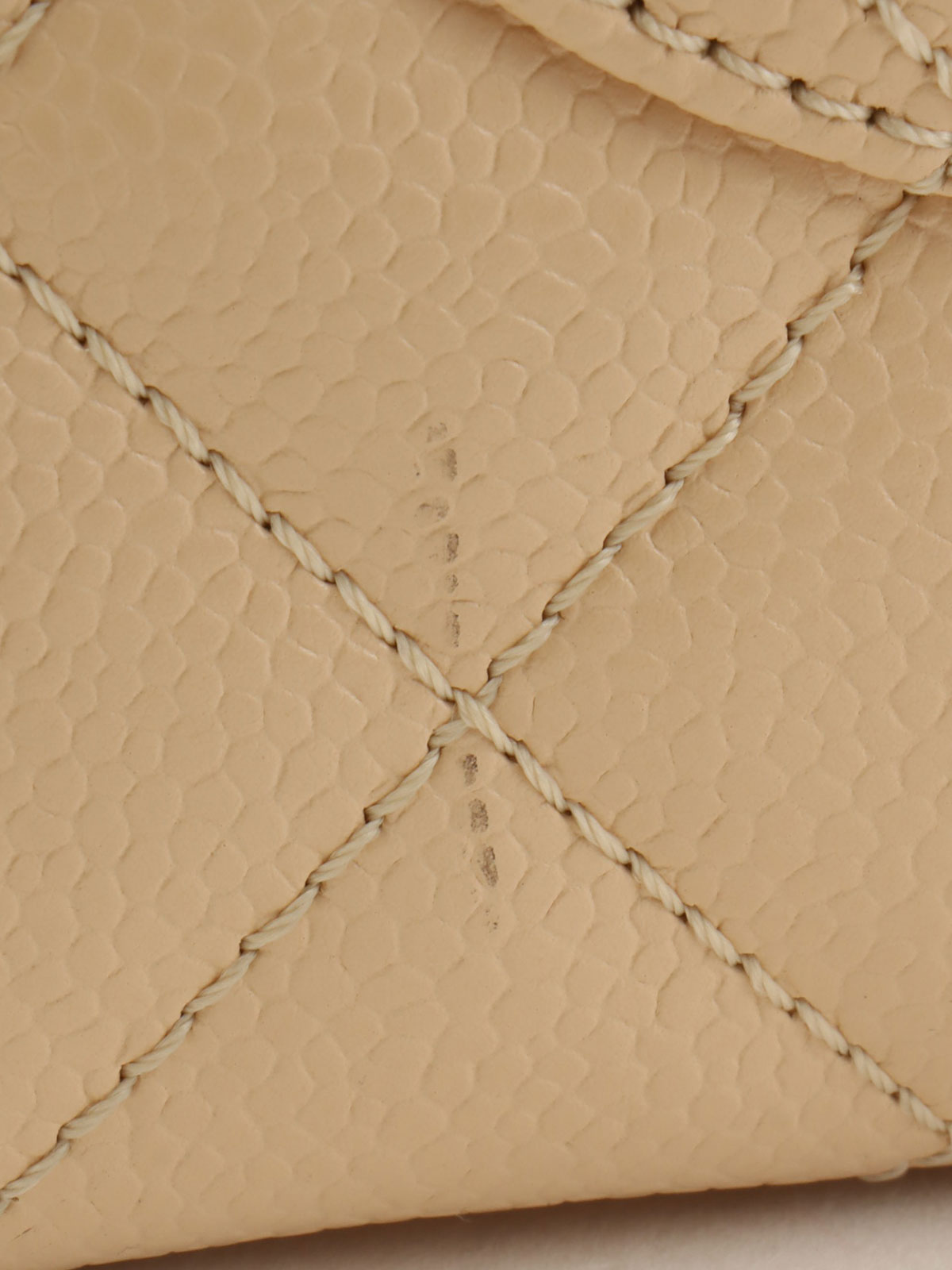 2011年頃製 キャビアスキンCCマークステッチチェーントートバッグ ライトベージュ