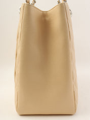 2011年頃製 キャビアスキンCCマークステッチチェーントートバッグ ライトベージュ