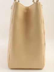 2011年頃製 キャビアスキンCCマークステッチチェーントートバッグ ライトベージュ