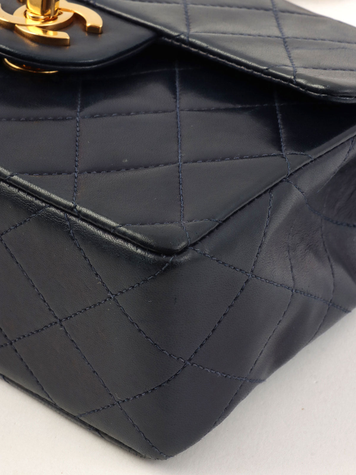 1990's Classic Flap Chain Bag Mini Navy