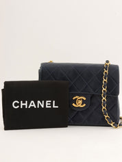1990's Classic Flap Chain Bag Mini Navy