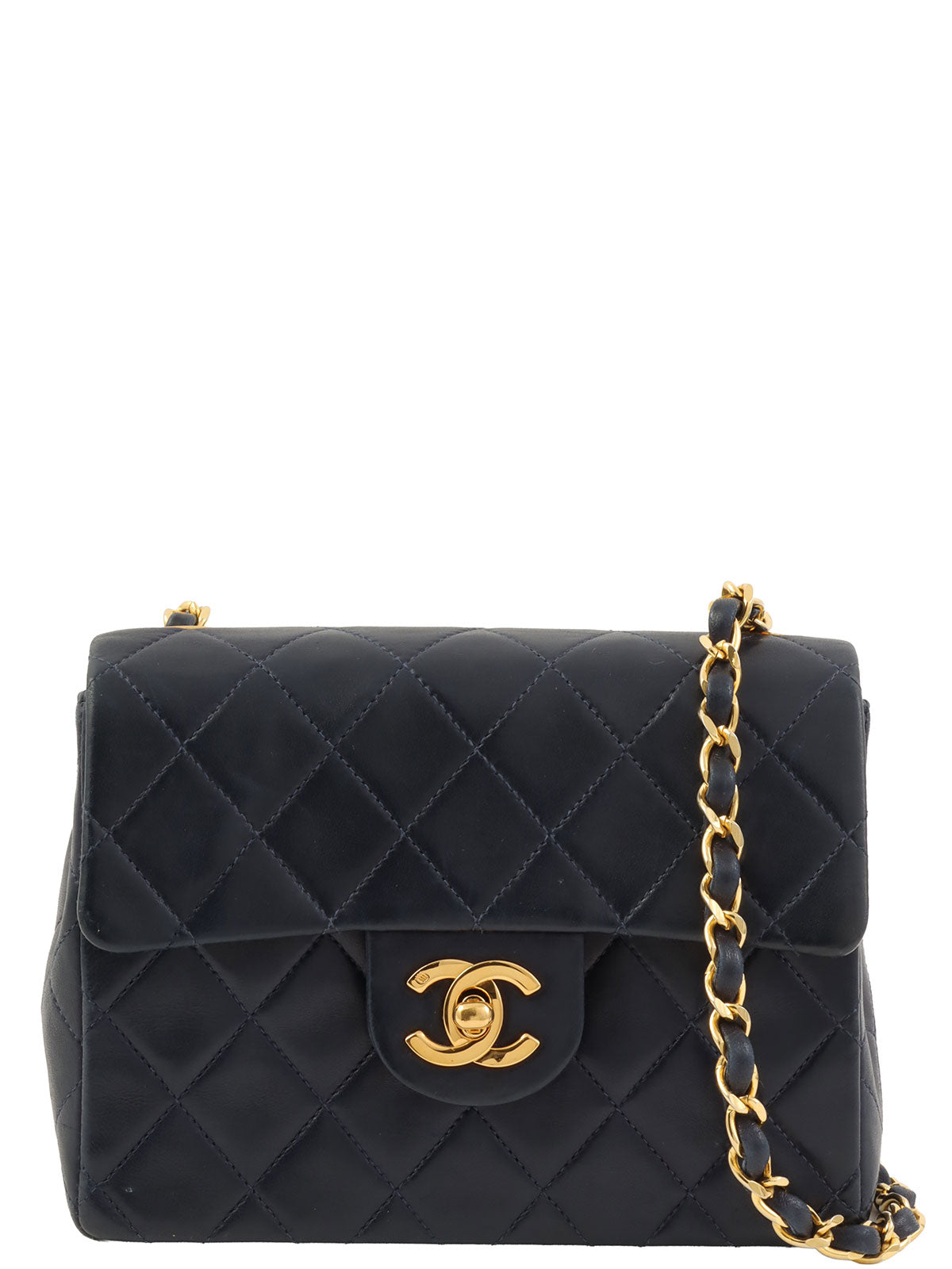1990's Classic Flap Chain Bag Mini Navy