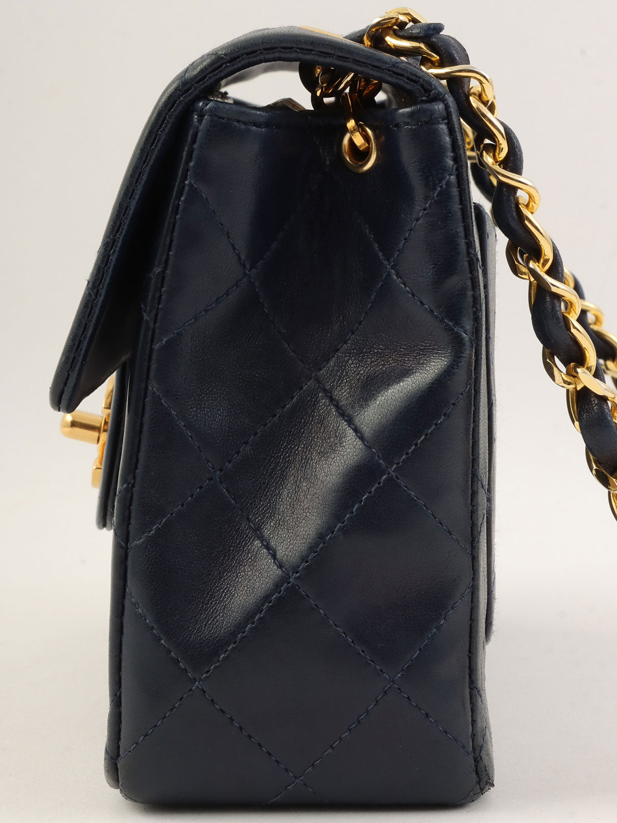 1990's Classic Flap Chain Bag Mini Navy