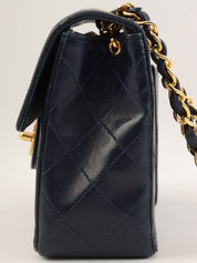 1990's Classic Flap Chain Bag Mini Navy