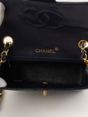 1990's Classic Flap Chain Bag Mini Navy