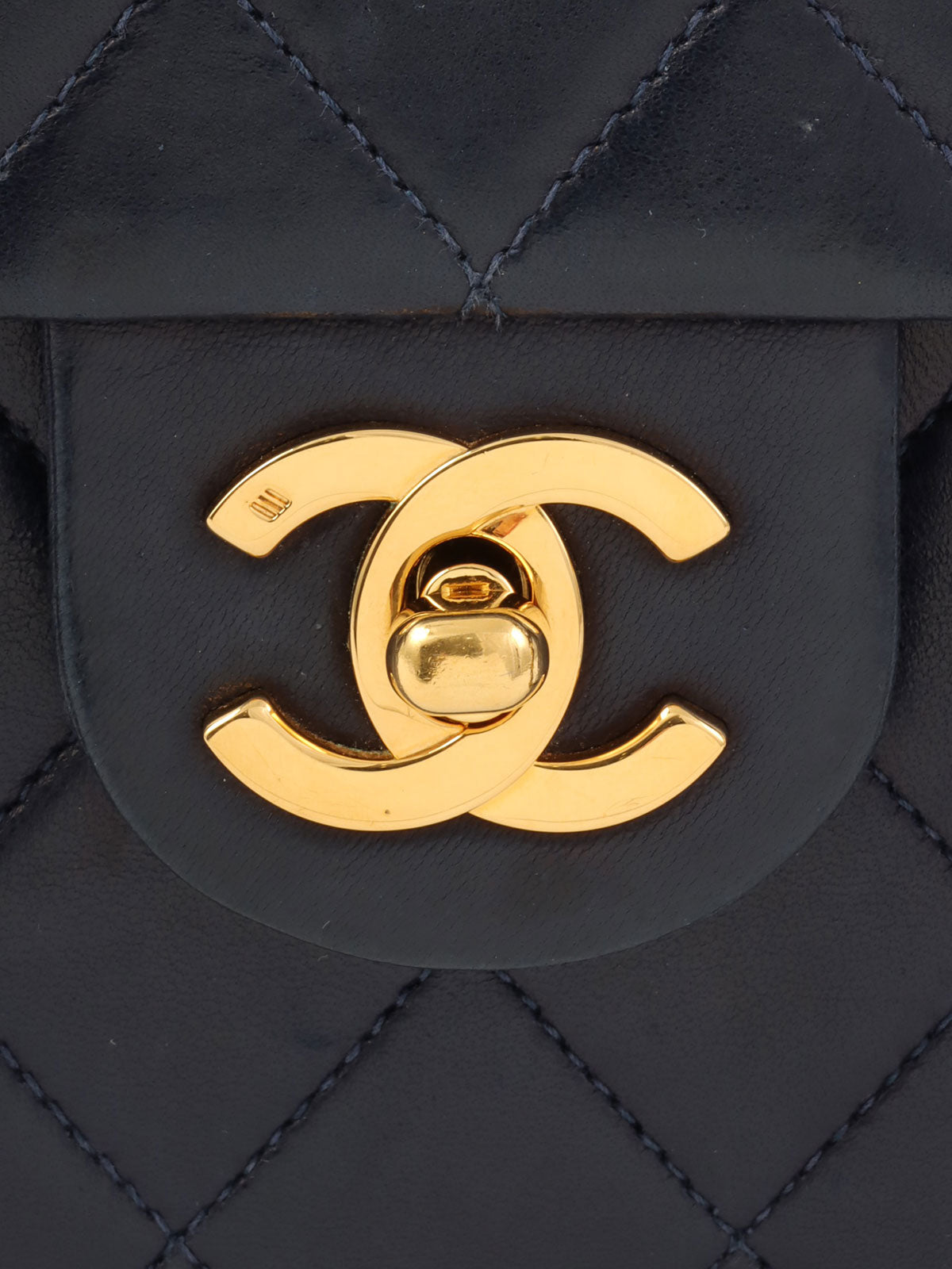 1990's Classic Flap Chain Bag Mini Navy