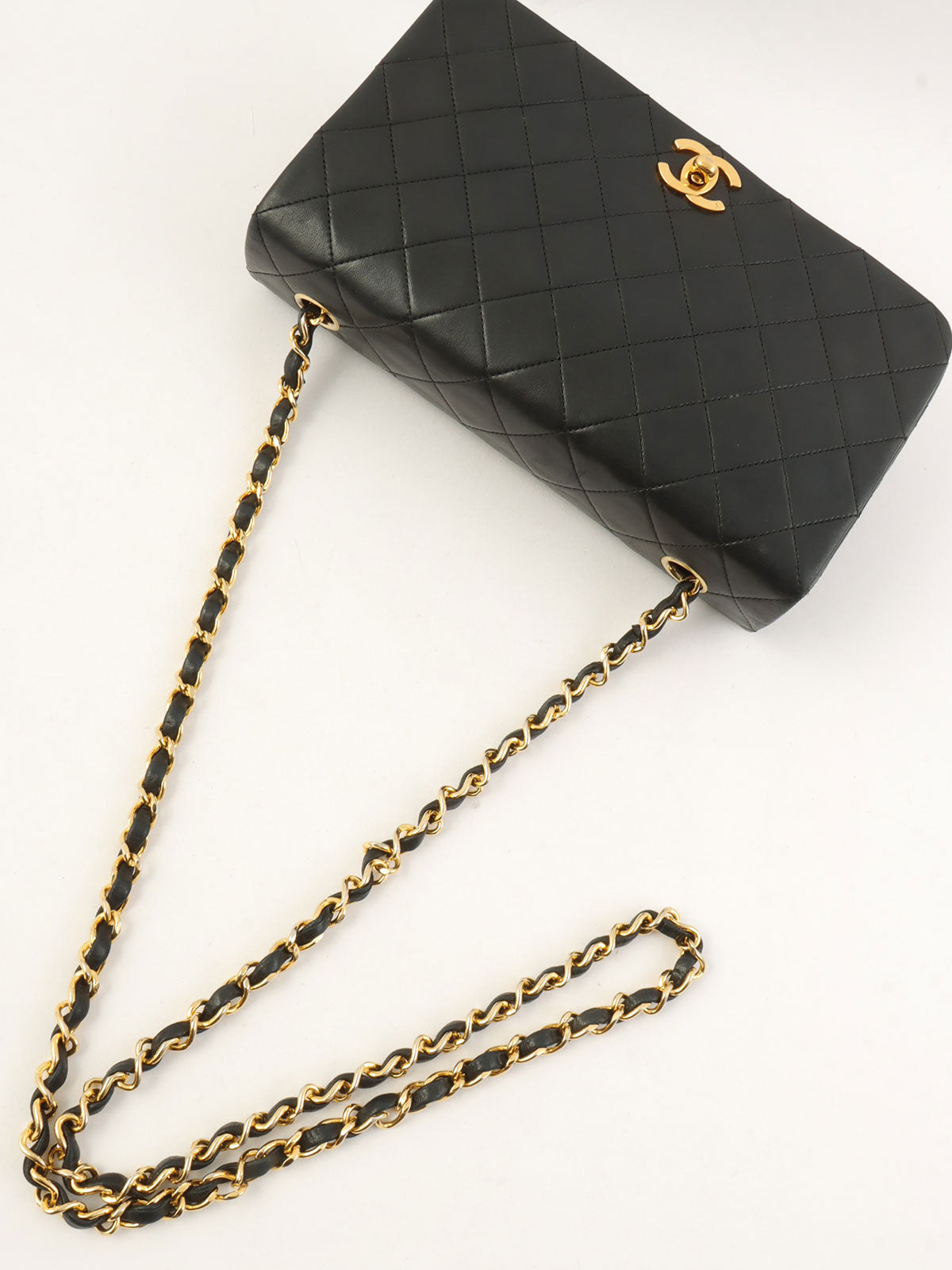 1990s Full Flap Chain Bag 23cm Black