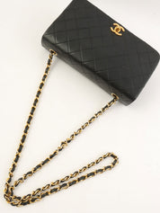 1990s Full Flap Chain Bag 23cm Black