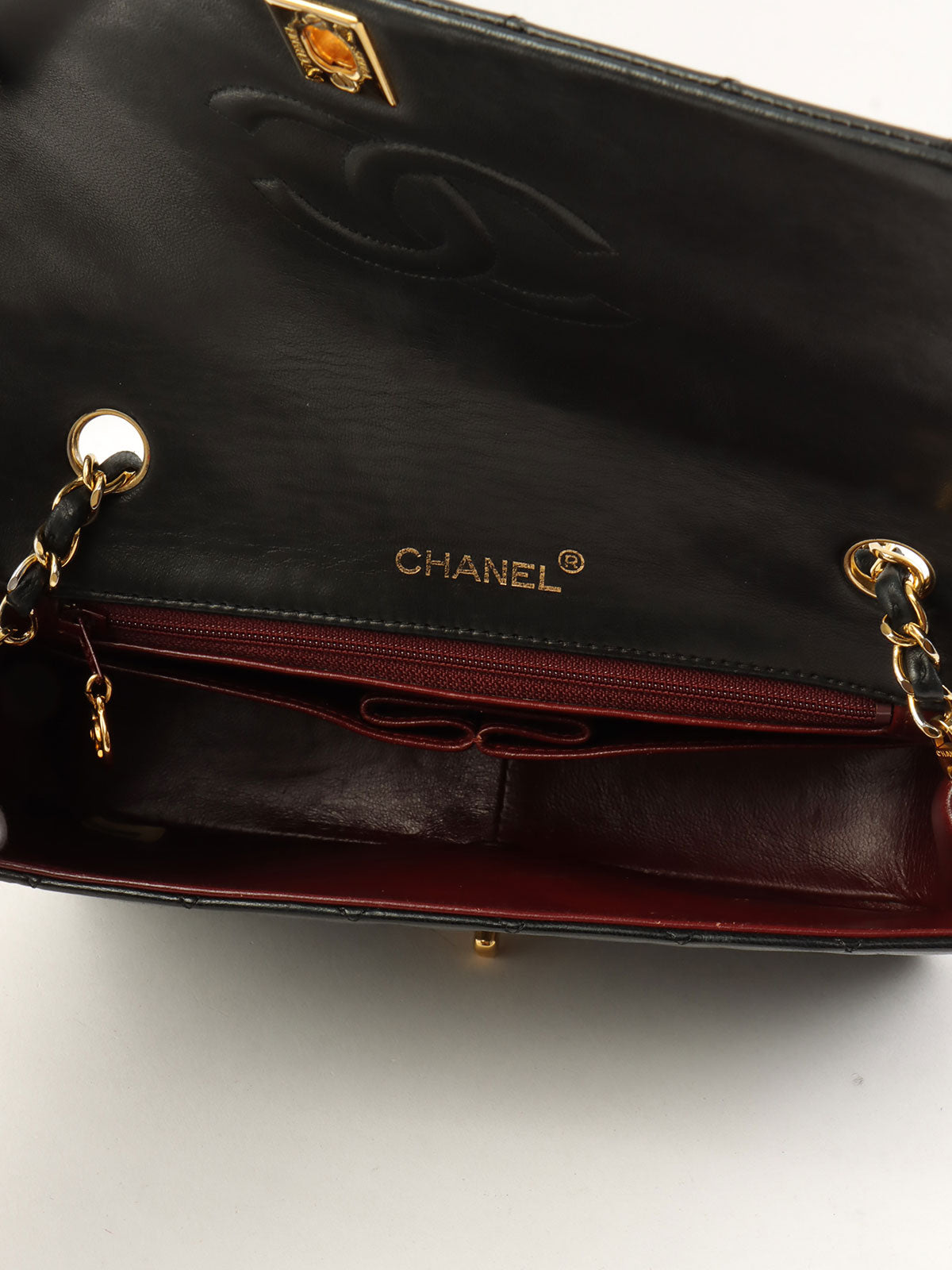 1990s Full Flap Chain Bag 23cm Black