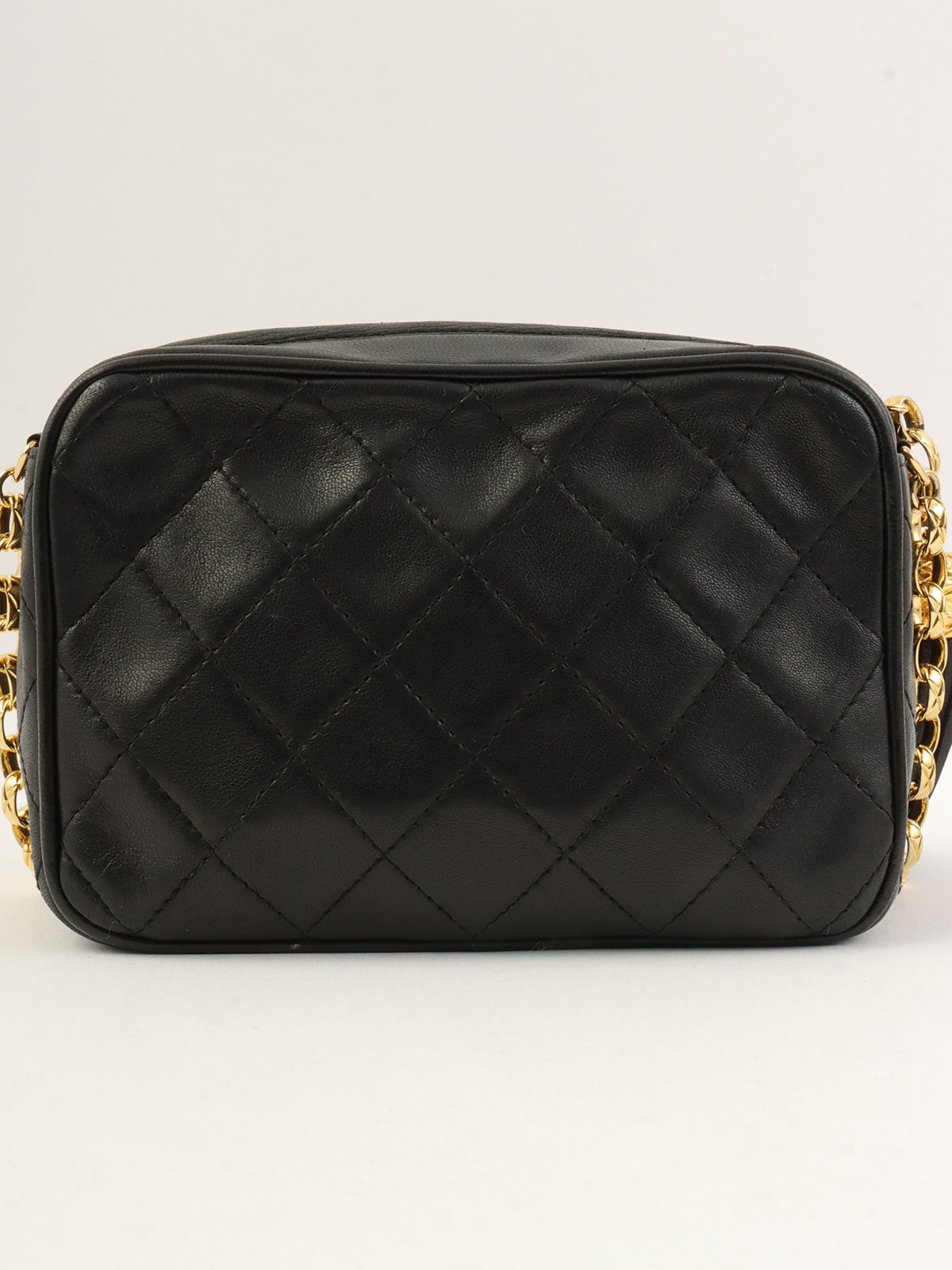 1990 CC 标志缝线流苏珠宝链条包，黑色