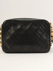 1990 CC 标志缝线流苏珠宝链条包，黑色