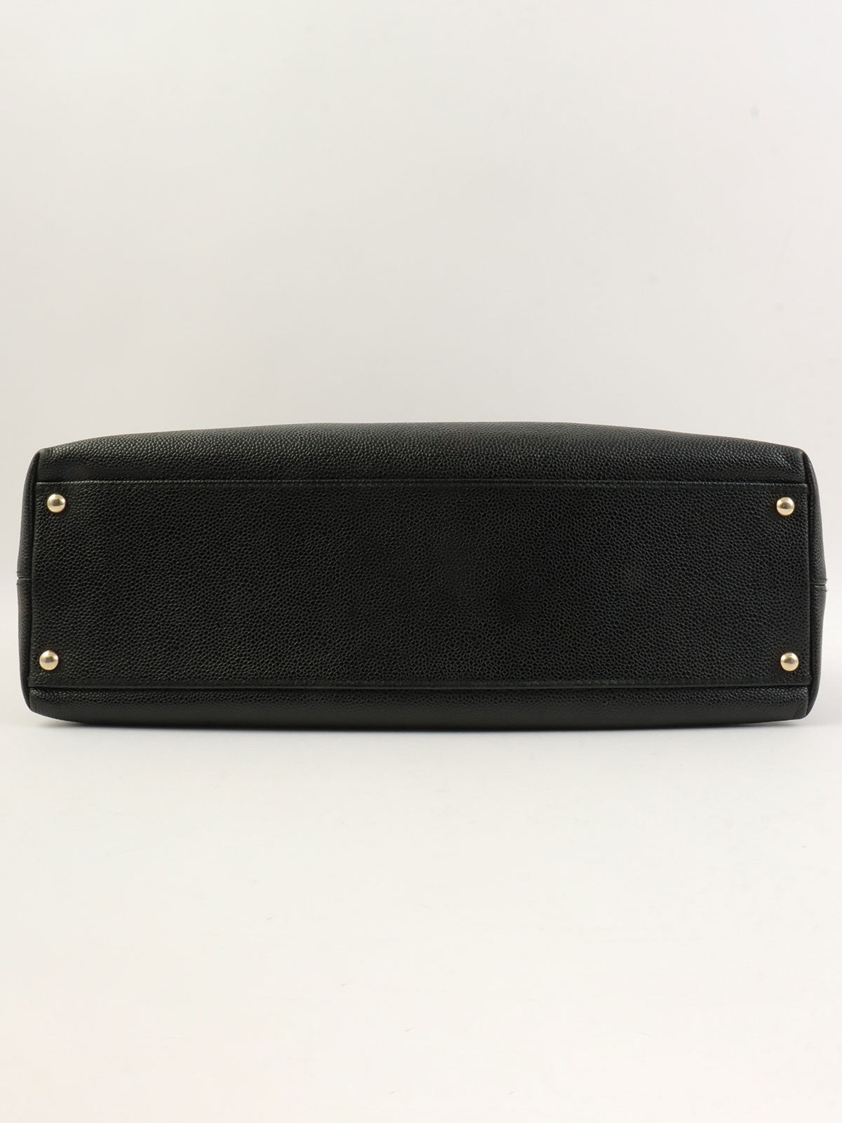 2001年頃製 キャビアスキンCCマークステッチウッドチェーンショルダーバッグ ブラック