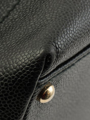 2001年頃製 キャビアスキンCCマークステッチウッドチェーンショルダーバッグ ブラック