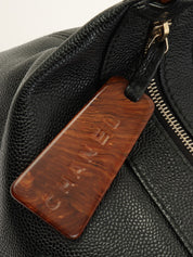 2001年頃製 キャビアスキンCCマークステッチウッドチェーンショルダーバッグ ブラック