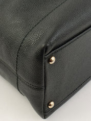 2001年頃製 キャビアスキンCCマークステッチウッドチェーンショルダーバッグ ブラック