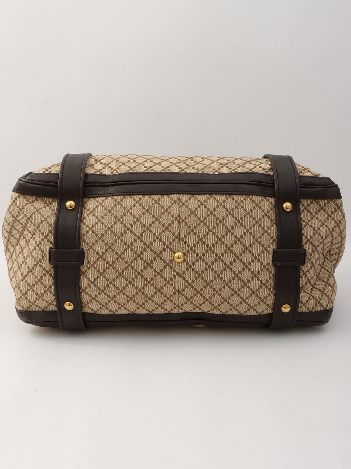 ディアマンテミニボストンバッグ ベージュ/ダークブラウン