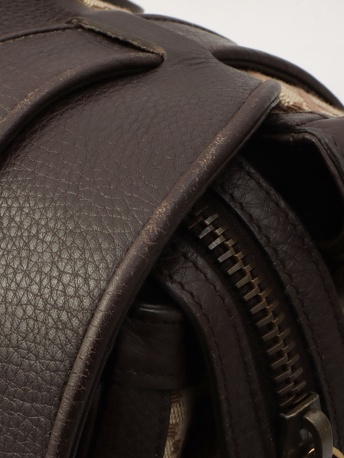 ディアマンテミニボストンバッグ ベージュ/ダークブラウン