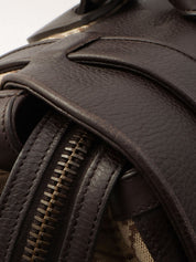 ディアマンテミニボストンバッグ ベージュ/ダークブラウン