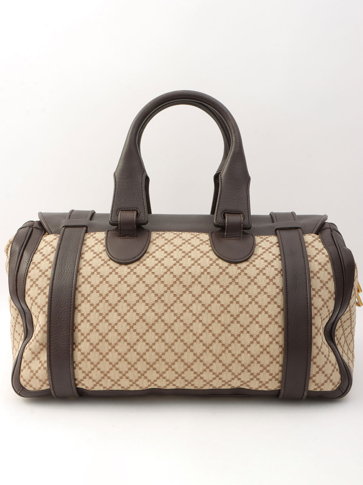 ディアマンテミニボストンバッグ ベージュ/ダークブラウン