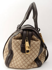 ディアマンテミニボストンバッグ ベージュ/ダークブラウン