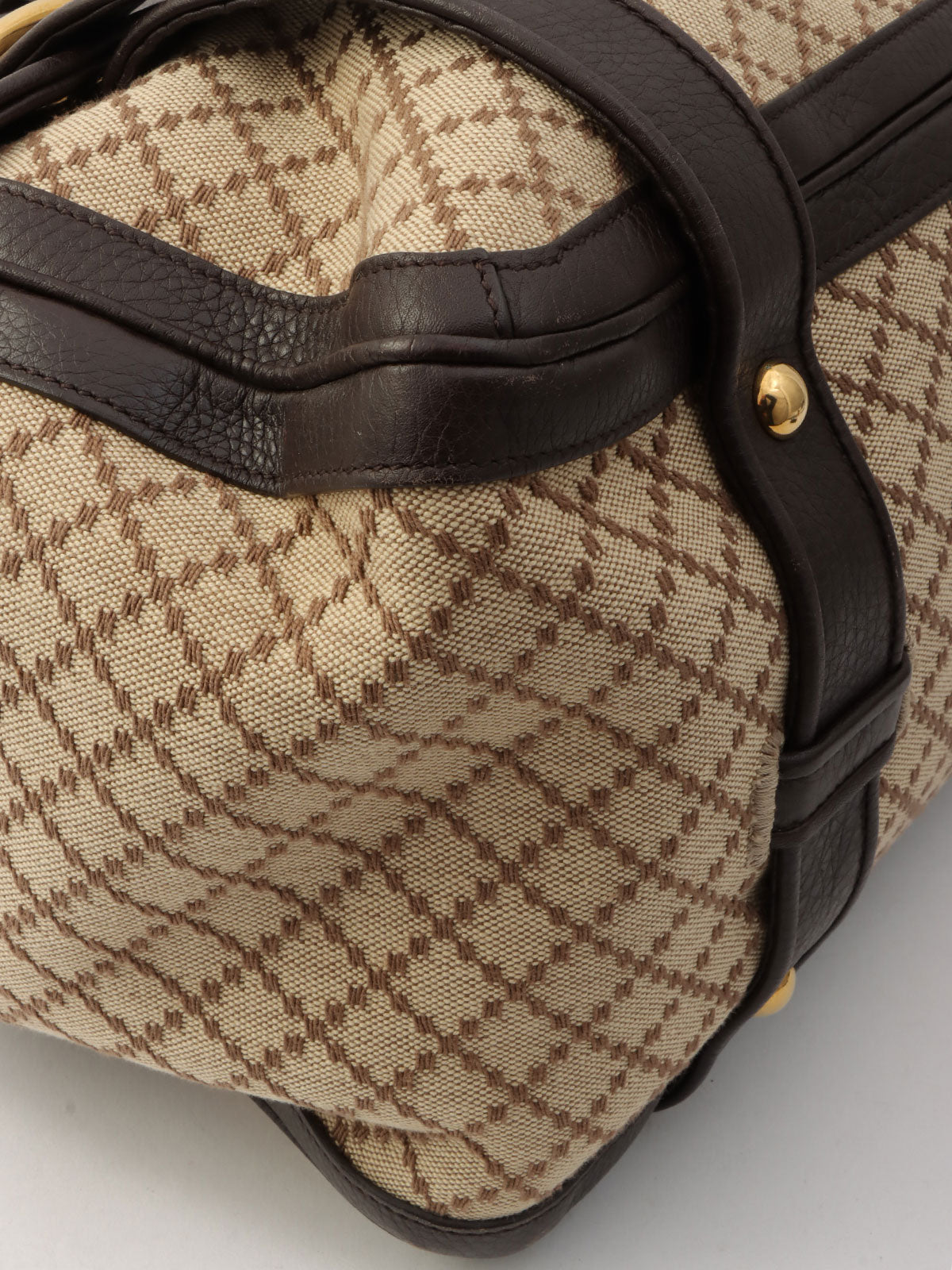 ディアマンテミニボストンバッグ ベージュ/ダークブラウン