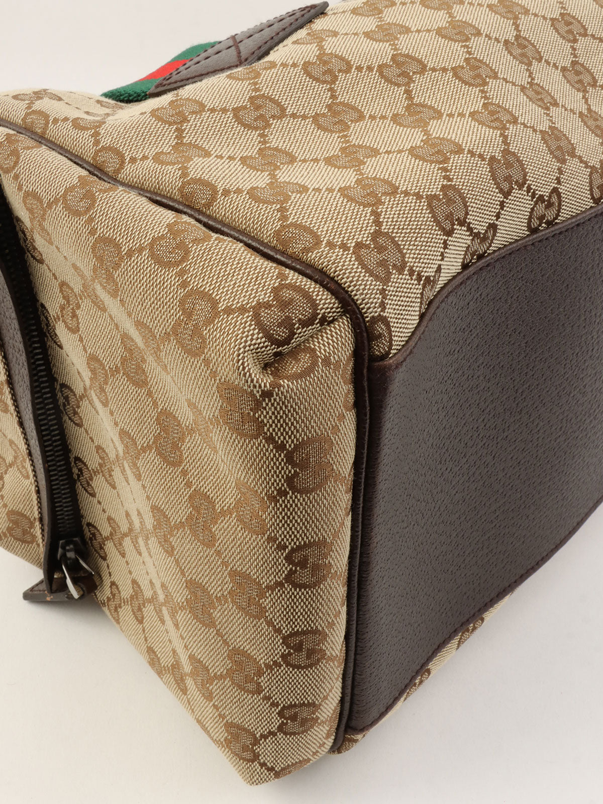 Canvas GG Pattern Sherry Line Boston Bag, Beige