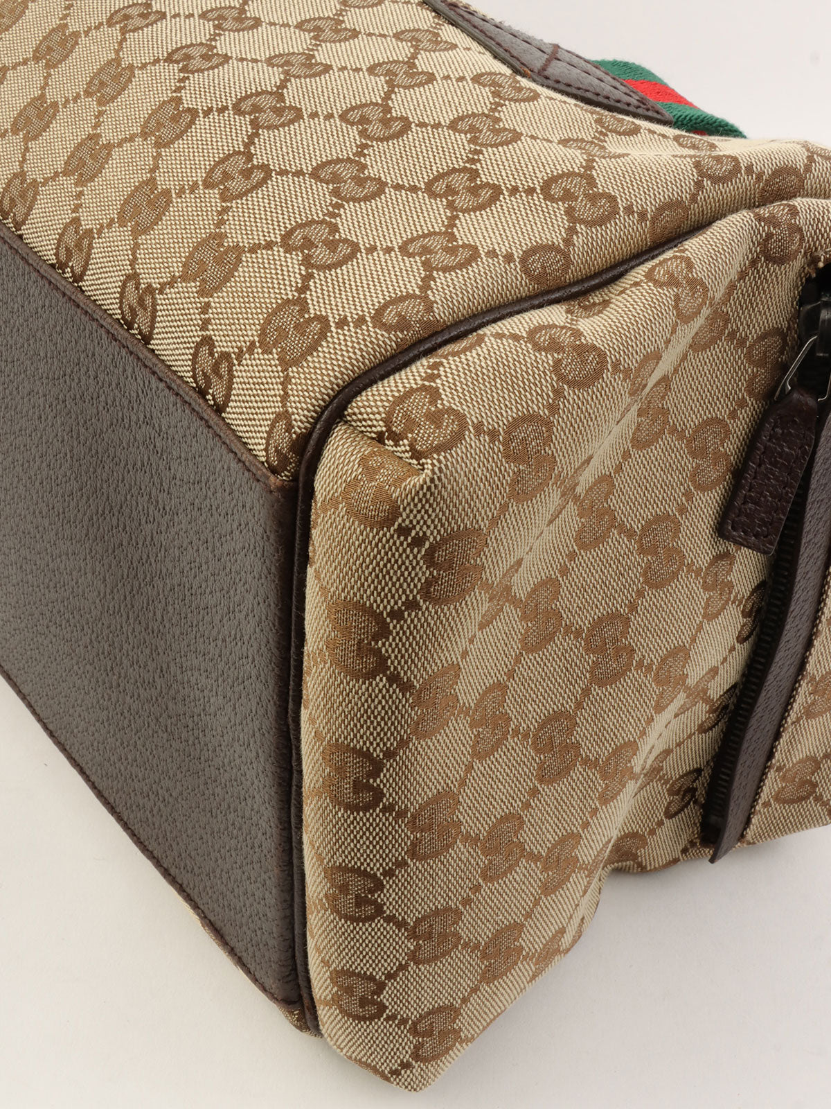 Canvas GG Pattern Sherry Line Boston Bag, Beige