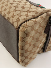 Canvas GG Pattern Sherry Line Boston Bag, Beige