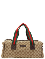 Canvas GG Pattern Sherry Line Boston Bag, Beige