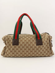 Canvas GG Pattern Sherry Line Boston Bag, Beige