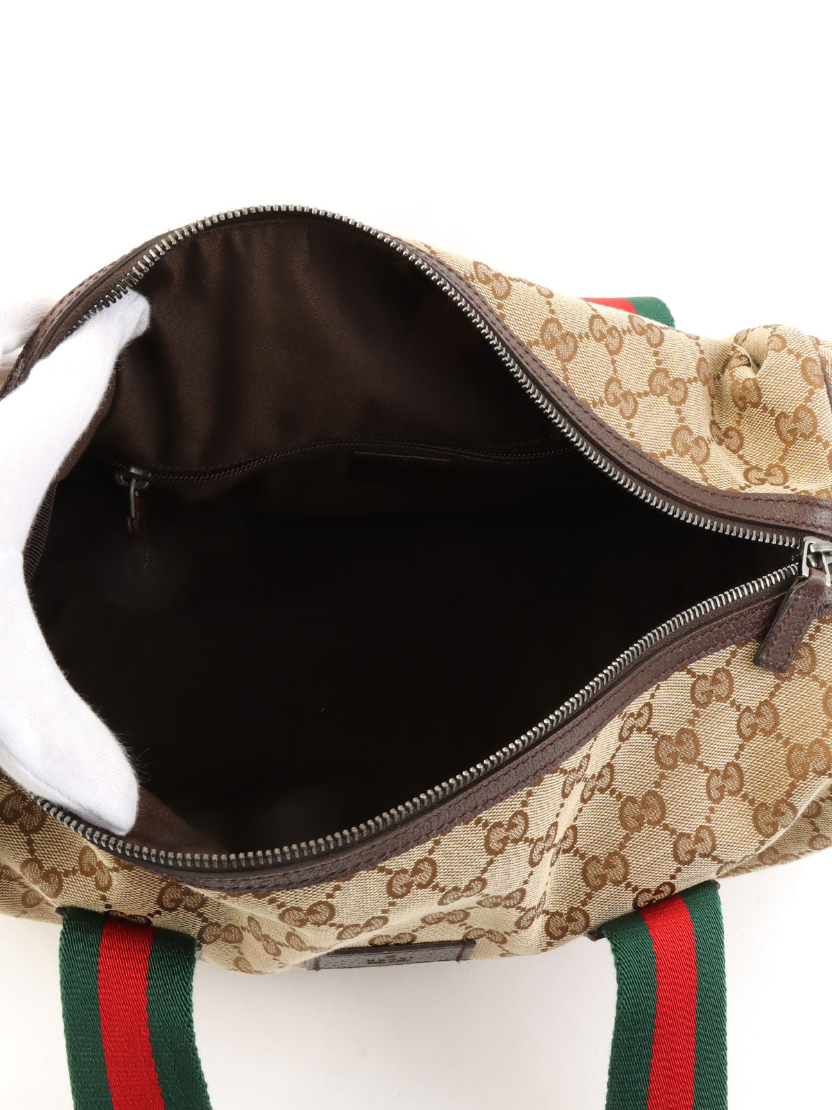 Canvas GG Pattern Sherry Line Boston Bag, Beige