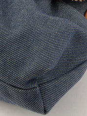 靛蓝/棕色牛仔布Logo吊饰手提包