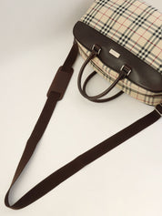 Check Pattern 2-Way Boston Bag, Beige/Multi