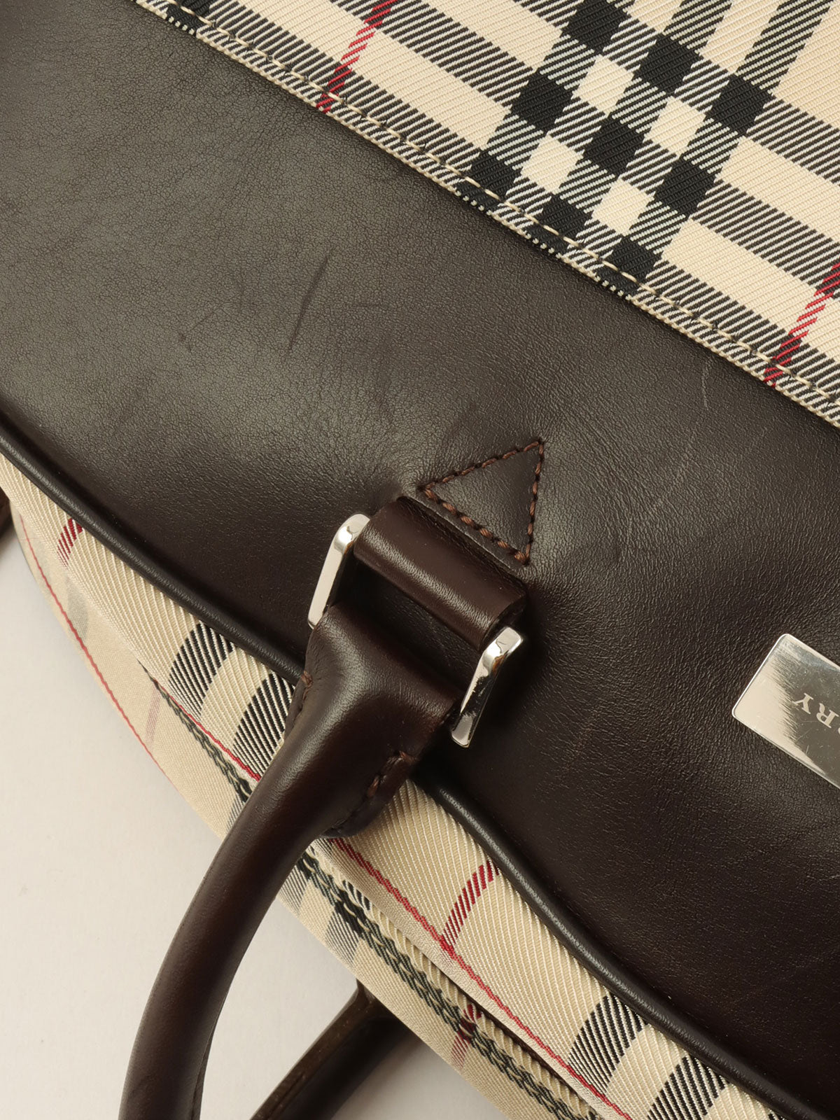 Check Pattern 2-Way Boston Bag, Beige/Multi