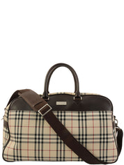 Check Pattern 2-Way Boston Bag, Beige/Multi