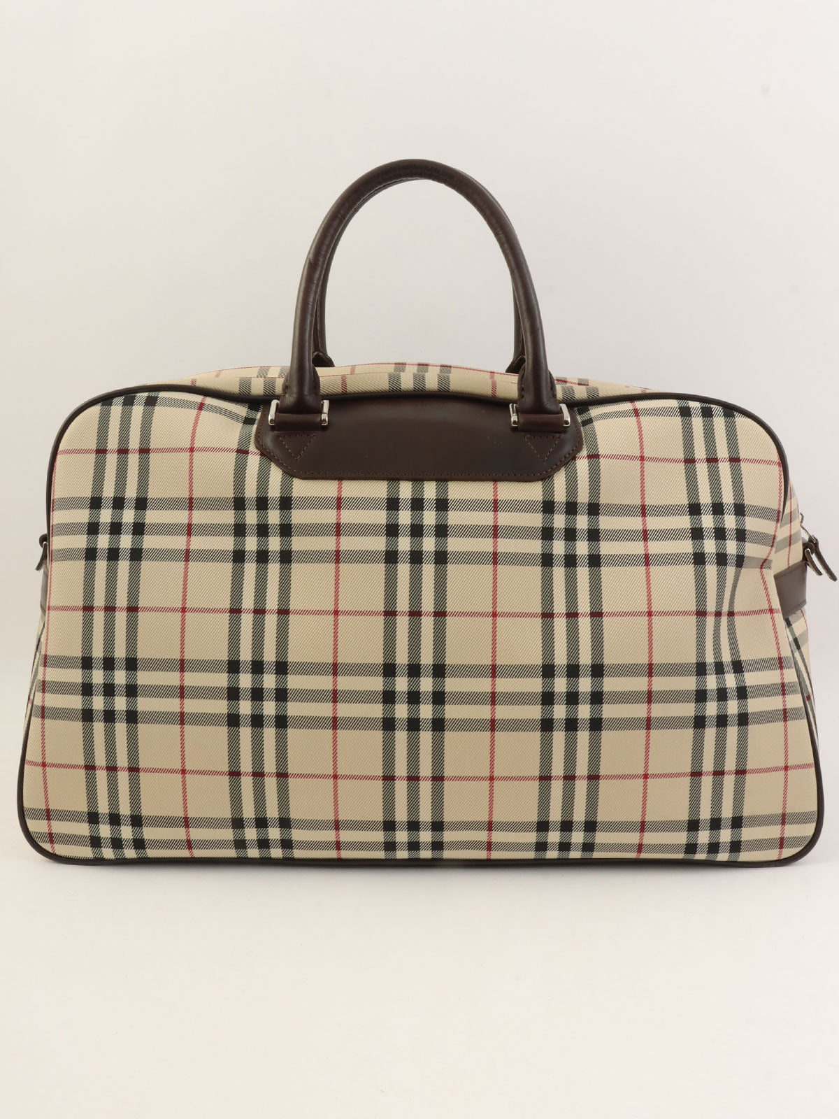Check Pattern 2-Way Boston Bag, Beige/Multi