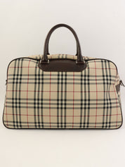 Check Pattern 2-Way Boston Bag, Beige/Multi
