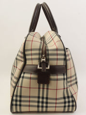 Check Pattern 2-Way Boston Bag, Beige/Multi