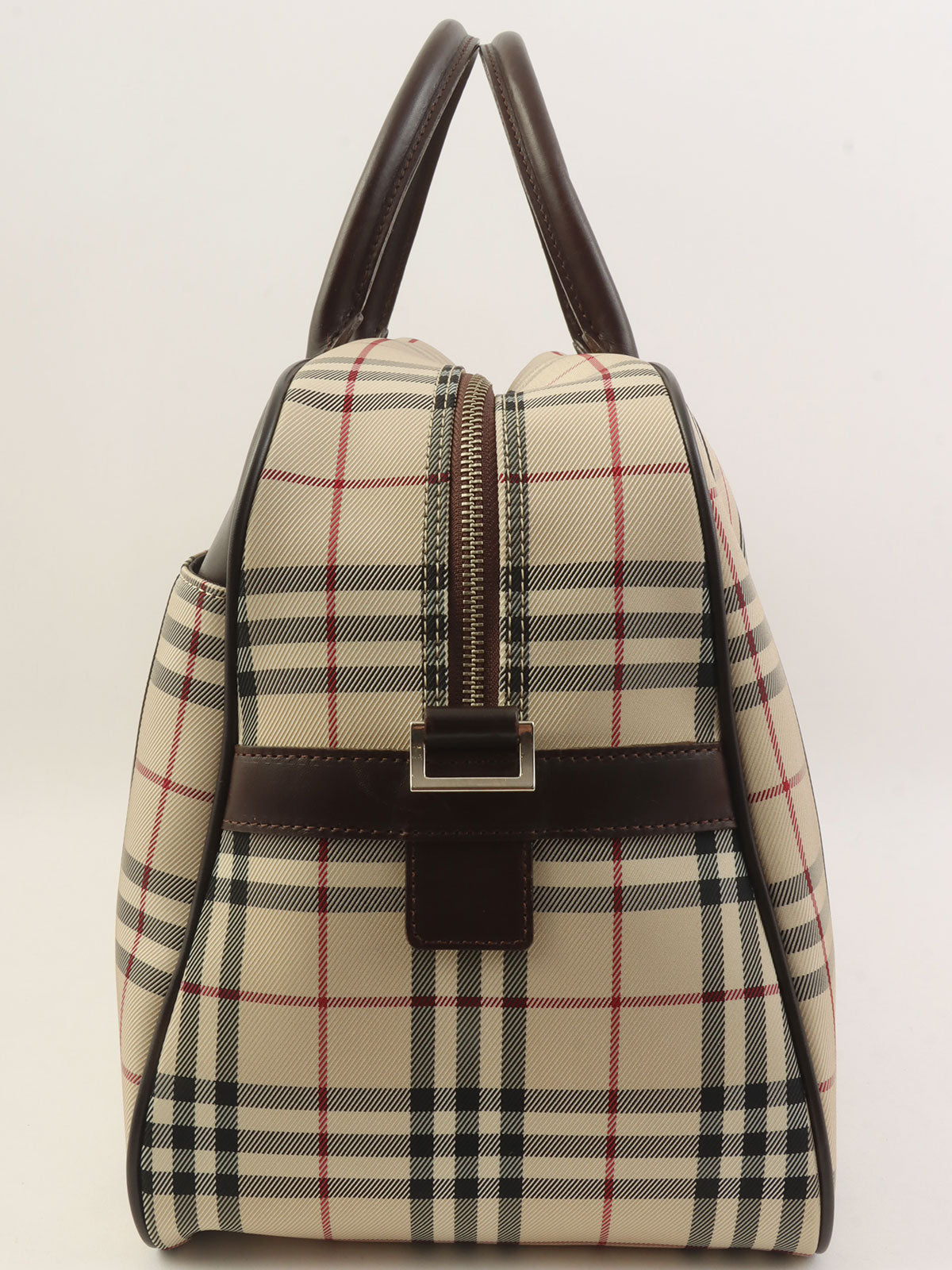 Check Pattern 2-Way Boston Bag, Beige/Multi