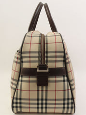 Check Pattern 2-Way Boston Bag, Beige/Multi