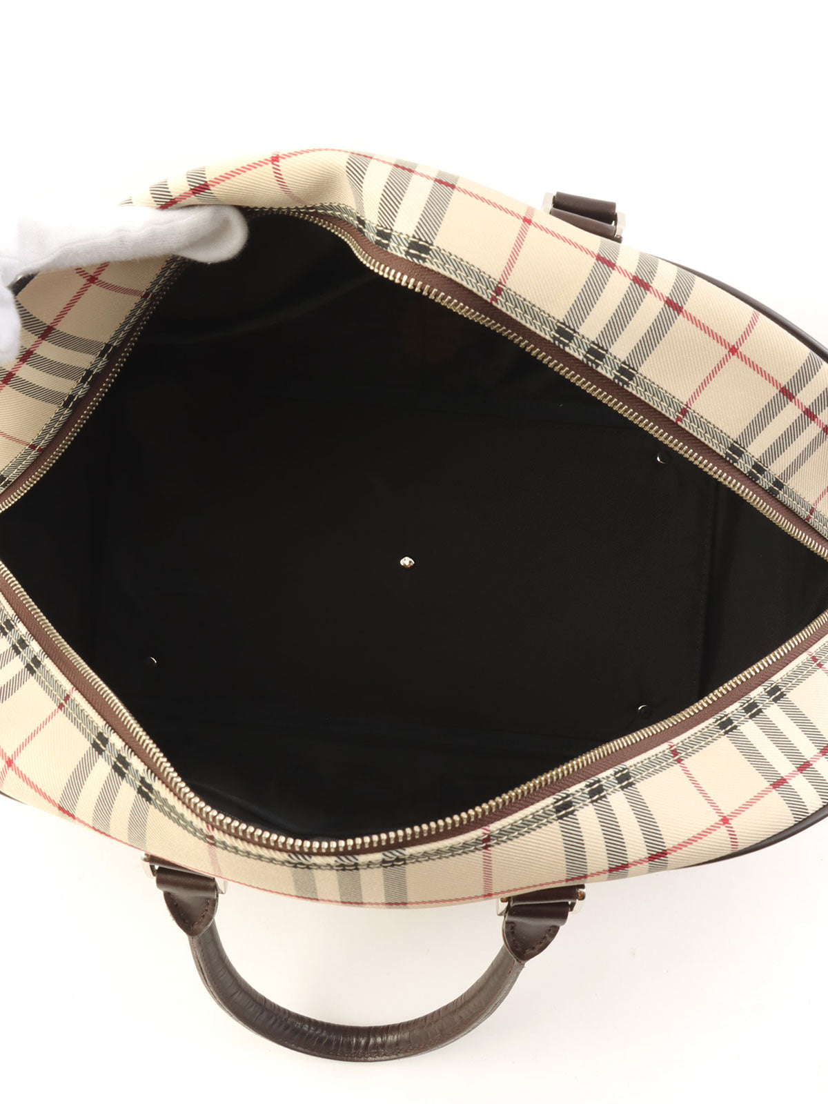 Check Pattern 2-Way Boston Bag, Beige/Multi